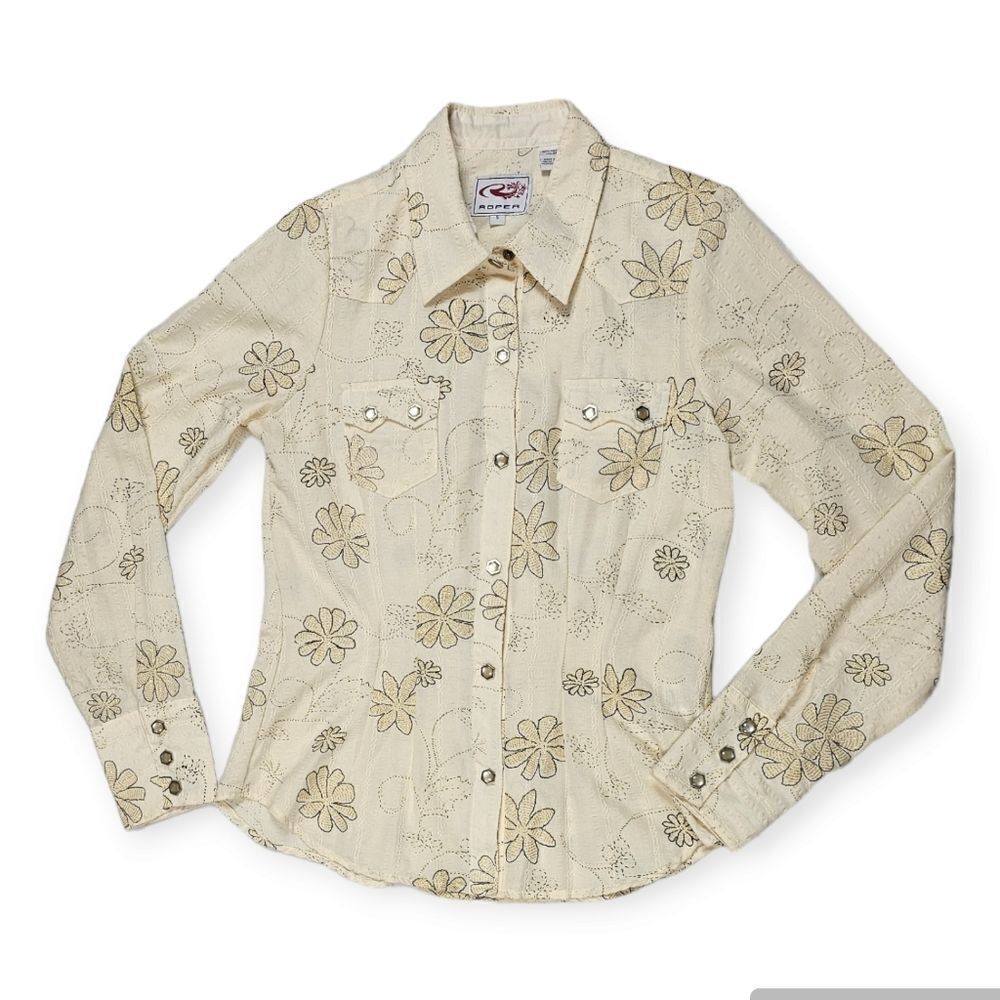 Roper Floral Cowgirl Western Rodeo Shirt Women's Size Small‎